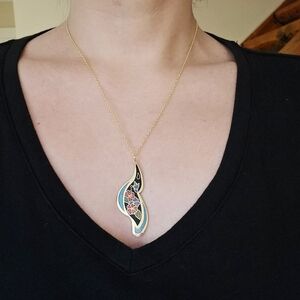 Vintage Cloisonne Enamel Floral Necklace